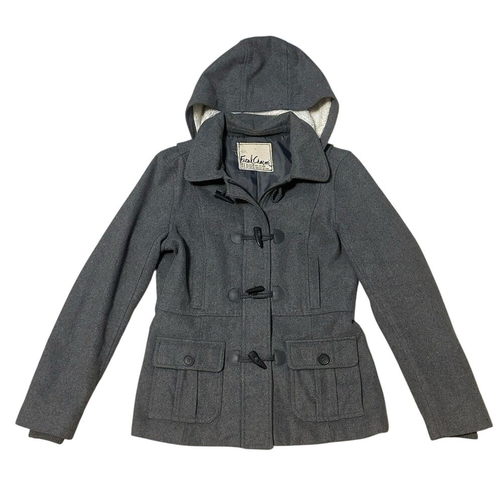 Womens Grey Winter Coat Size M Pockets Full Zip Button Up Ski Winter Snow Jacket